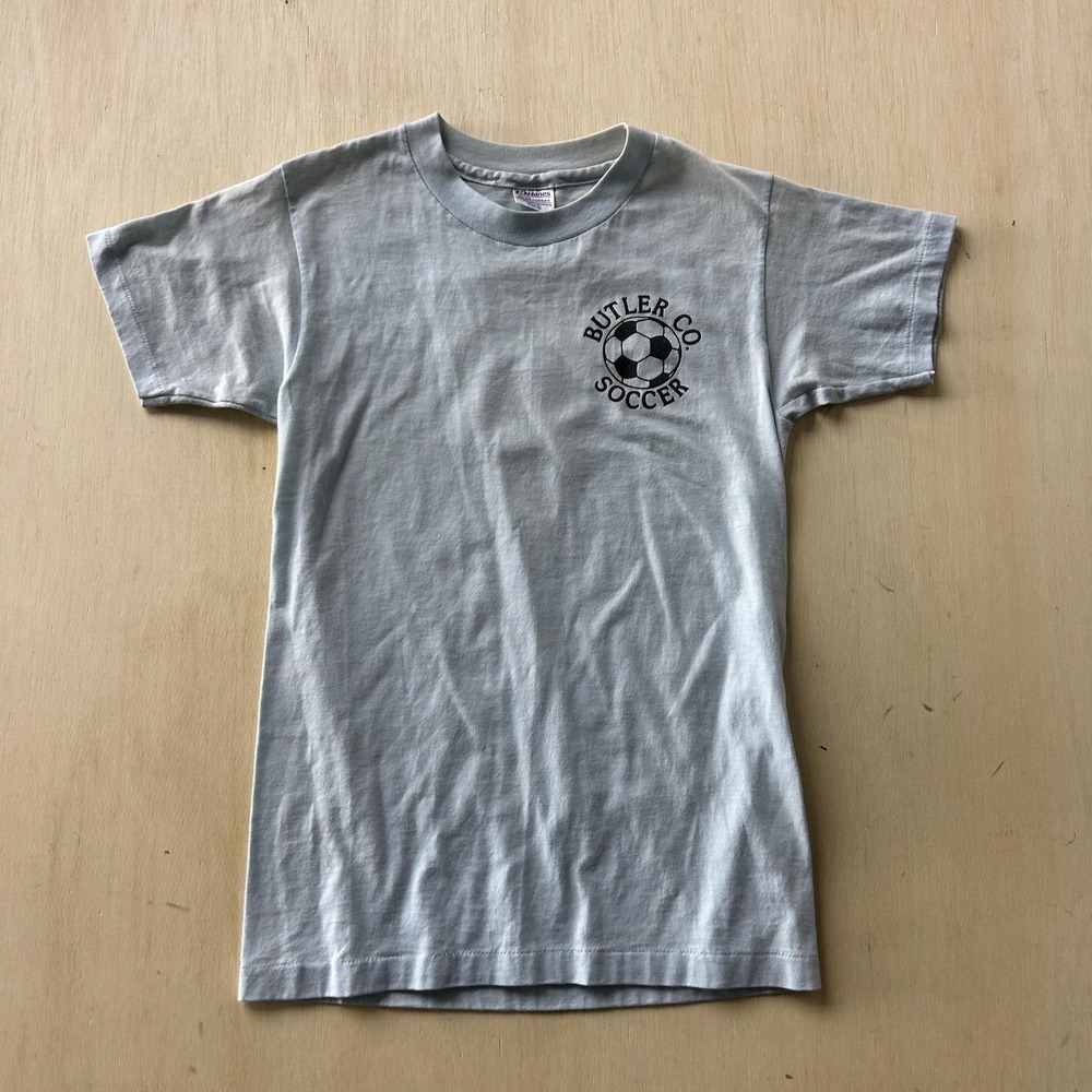 Vintage Hanes Shirt Youth Large 14-16 Blue Butler Co Soccer Graphic Tee T-Shirt